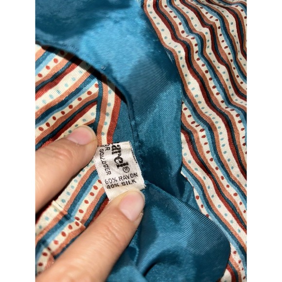 Vintage 70s Cacharel for Glentex Silk Mod Blue Geometric Square Scarf Women’s - Picture 5 of 5